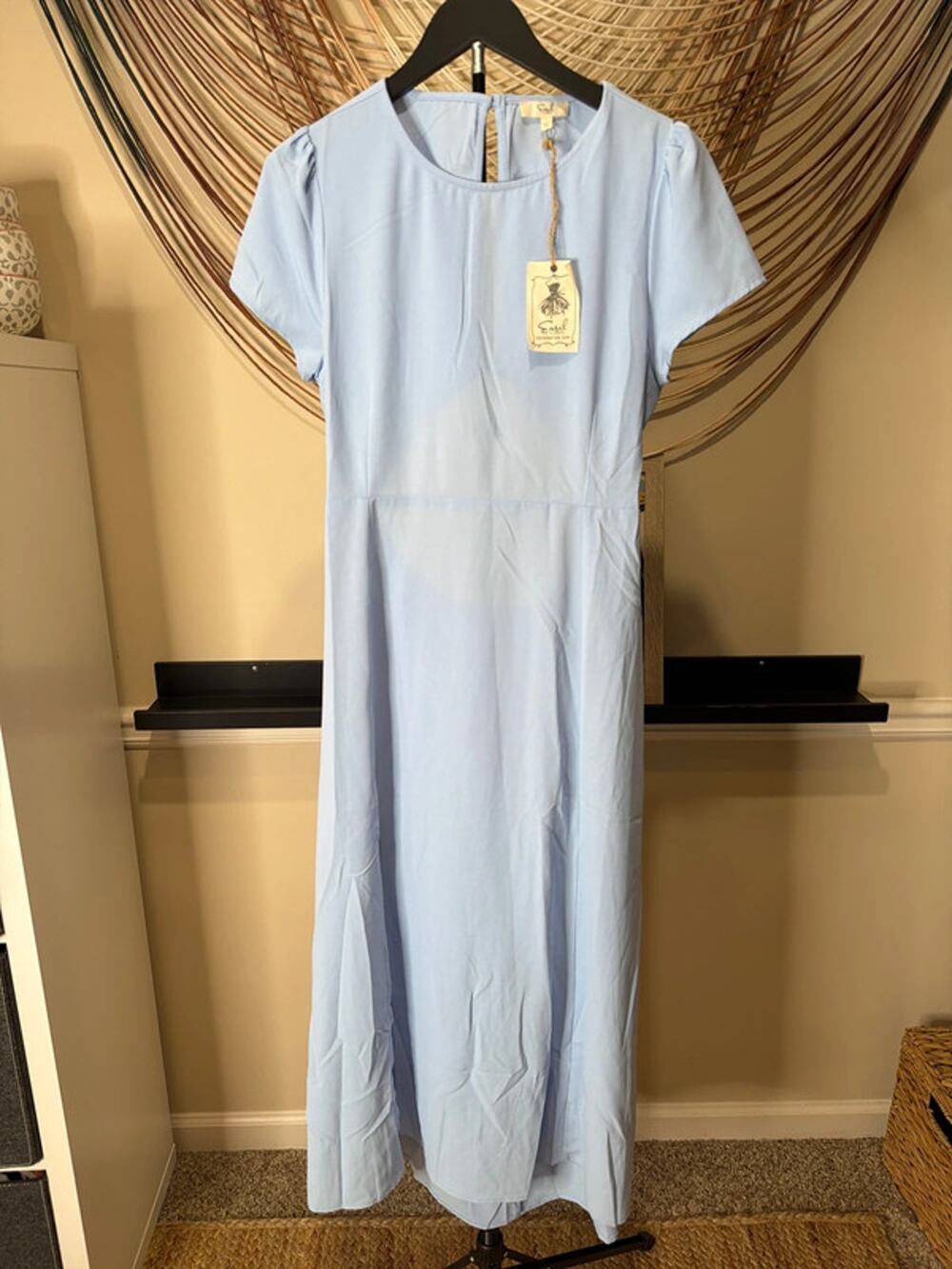 Easel midi dress blue NWT open back side slit L 3252